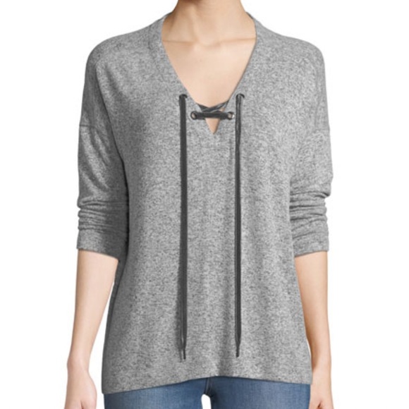 LIKE NEW RAILS LEIGH V NECK HEATHER GRAY VELVET NECK TIE SOFT TOP - Picture 6 of 6